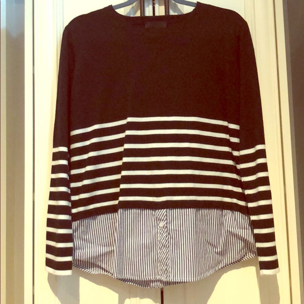 Lumiere Medium Black and White Striped Sweater